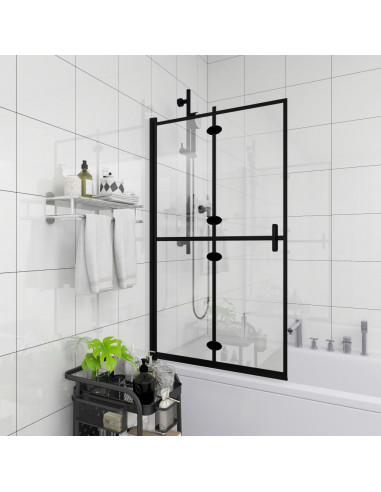 Pannello Doccia Pieghevole in ESG 120x140 cm Nero