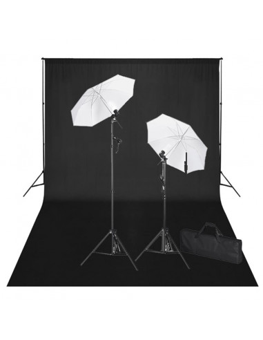 Set Studio Fotografico Fondale Nero 600x300 cm e Luci