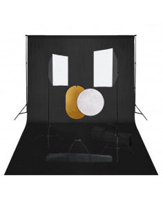 Kit per Studio Fotografico con Set Luci, Fondale e Riflettore 2