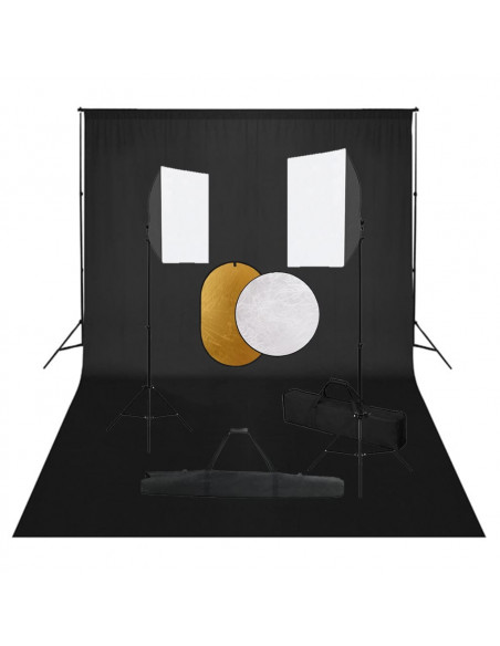 Kit per Studio Fotografico con Set Luci, Fondale e Riflettore
