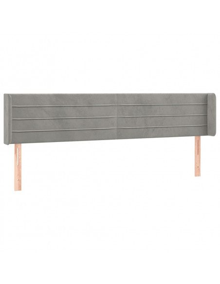 Testiera a LED Grigio Chiaro 203x16x78/88 cm in Velluto