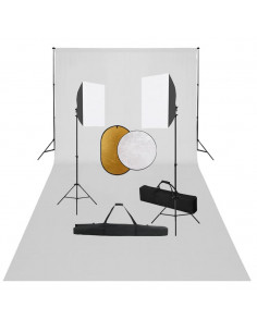 Kit per Studio Fotografico con Set Luci, Fondale e Riflettore 2