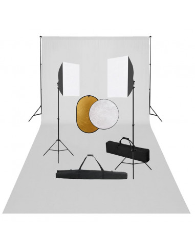 Kit per Studio Fotografico con Set Luci, Fondale e Riflettore