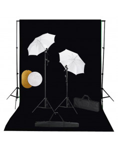 Kit Studio Fotografico con Luci Ombrelli Fondale e Riflettore 2