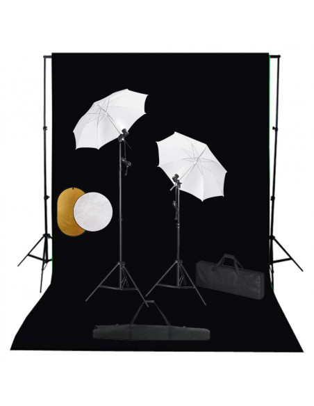 Kit Studio Fotografico con Luci Ombrelli Fondale e Riflettore