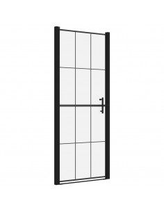 Porta per Doccia in Vetro Temperato 91x195 cm Nera 2