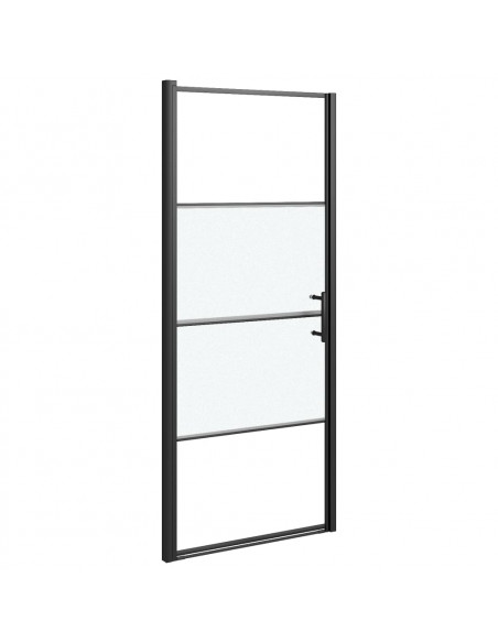 Parete Doccia 81x195cm in Vetro Temperato Semi Smerigliato Nero