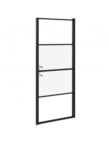 Parete Doccia 81x195cm in Vetro Temperato Semi Smerigliato Nero