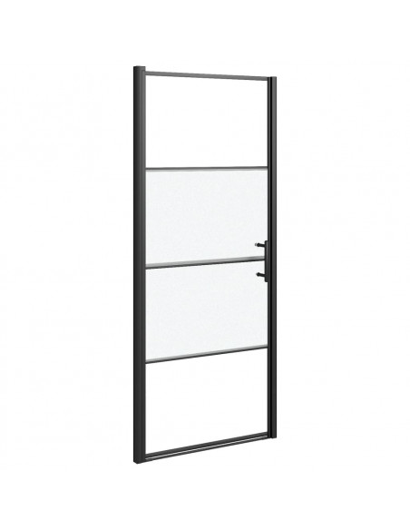 Parete Doccia 91x195 cm Vetro Temperato Semi Smerigliato Nero