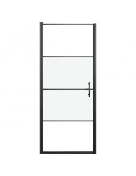 Parete Doccia 91x195 cm Vetro Temperato Semi Smerigliato Nero