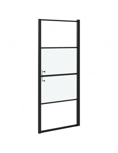 Parete Doccia 91x195 cm Vetro Temperato Semi Smerigliato Nero