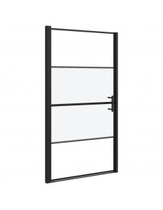 Parete Doccia 100x178 cm Vetro Temperato Semi Smerigliato Nero 2