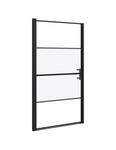 Parete Doccia 100x178 cm Vetro Temperato Semi Smerigliato Nero