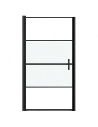 Parete Doccia 100x178 cm Vetro Temperato Semi Smerigliato Nero