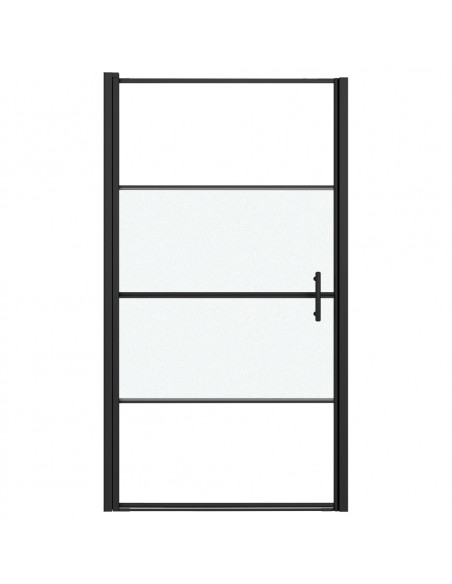 Parete Doccia 100x178 cm Vetro Temperato Semi Smerigliato Nero