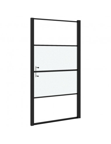 Parete Doccia 100x178 cm Vetro Temperato Semi Smerigliato Nero