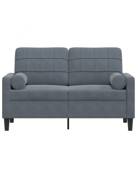 Divano a 2 Posti con Cuscini Grigio Scuro 120 cm in Velluto