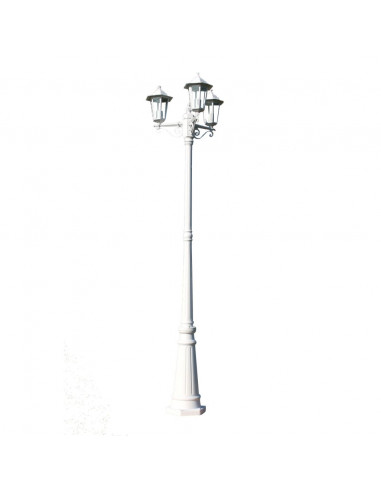 Lampione da Giardino a 3 Bracci 215 cm in Alluminio Bianco