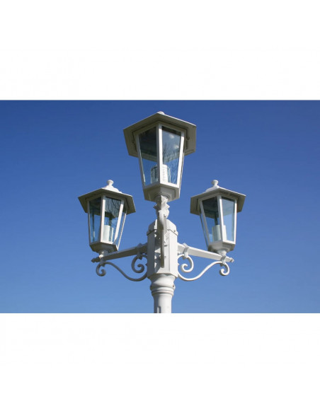 Lampione da Giardino a 3 Bracci 215 cm in Alluminio Bianco