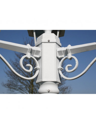 Lampione da Giardino a 3 Bracci 215 cm in Alluminio Bianco