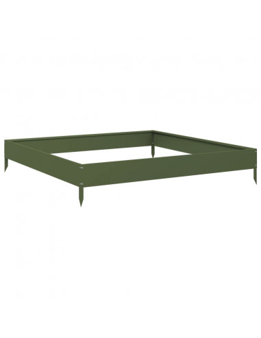 Fioriera Rialzata Giardino Verde Oliva 100x100x18,5 cm Acciaio