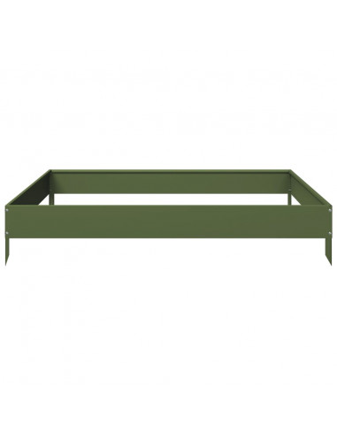Fioriera Rialzata Giardino Verde Oliva 100x100x18,5 cm Acciaio