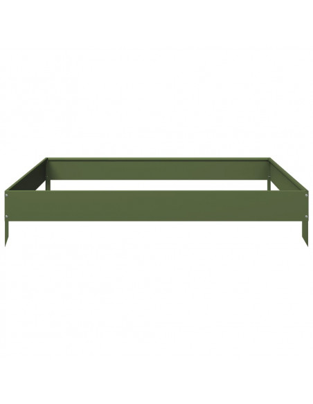 Fioriera Rialzata Giardino Verde Oliva 100x100x18,5 cm Acciaio
