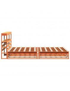 Giroletto con Testiera Marrone Cera 140x190 cm Massello Pino 2