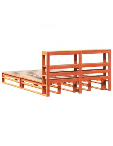 Giroletto con Testiera Marrone Cera 140x190 cm Massello Pino