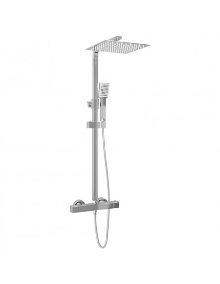 Set per Doccia a Doppio Soffione con Termostato Acciaio Inox