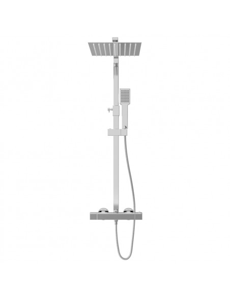 Set per Doccia a Doppio Soffione con Termostato Acciaio Inox