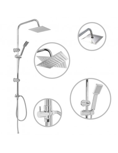 Set per Doccia a Doppio Soffione con Doccetta Acciaio Inox