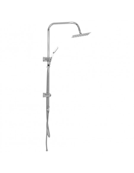 Set per Doccia a Doppio Soffione con Doccetta Acciaio Inox