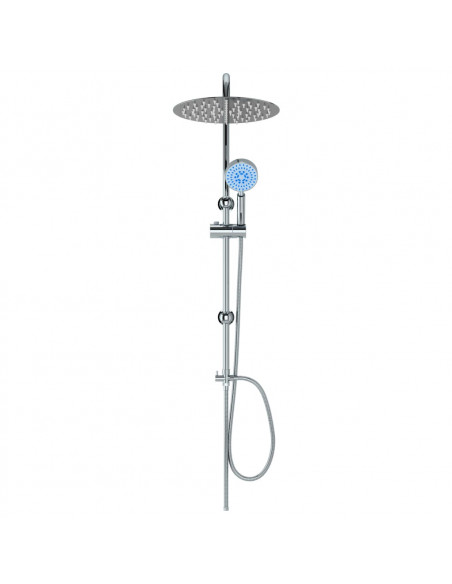 Set per Doccia a Doppio Soffione con Doccetta Acciaio Inox