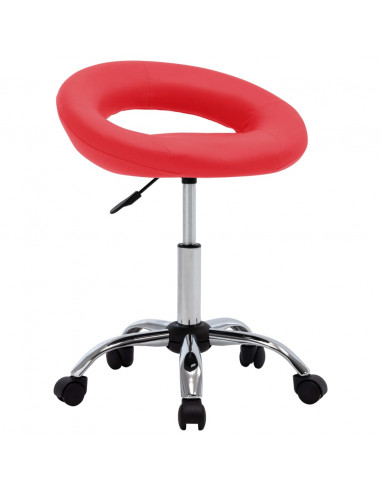 Sedia da Lavoro con Ruote Rossa in Similpelle