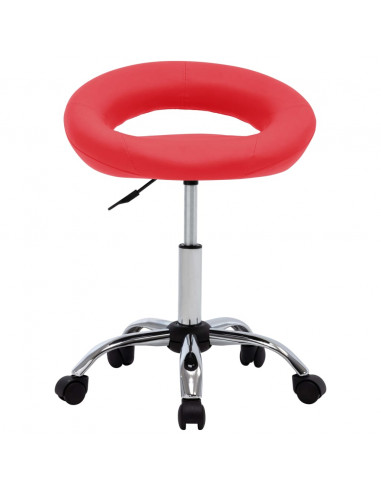 Sedia da Lavoro con Ruote Rossa in Similpelle