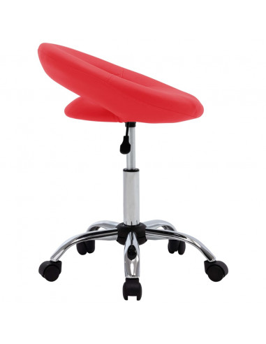 Sedia da Lavoro con Ruote Rossa in Similpelle