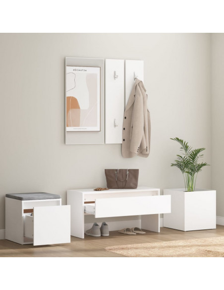 Set di Mobili da Corridoio Bianco in Legno Multistrato