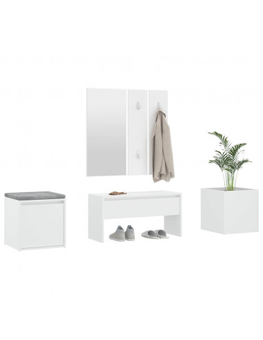 Set di Mobili da Corridoio Bianco in Legno Multistrato