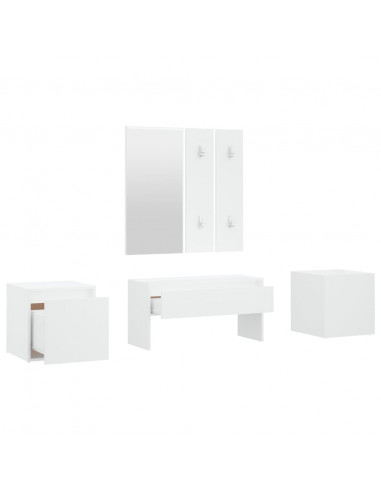 Set di Mobili da Corridoio Bianco in Legno Multistrato