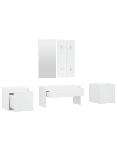 Set di Mobili da Corridoio Bianco in Legno Multistrato