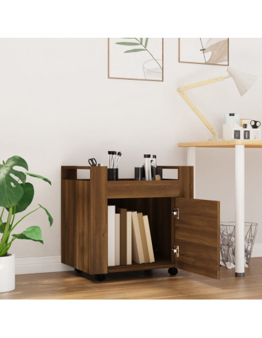 Carrello Scrivania Rovere Marrone 60x45x60 cm Legno Multistrato