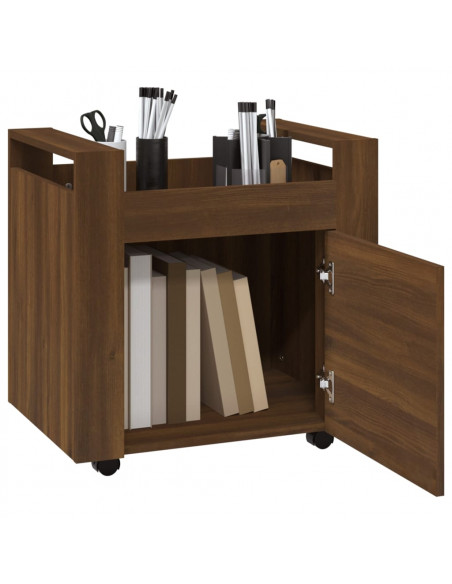 Carrello Scrivania Rovere Marrone 60x45x60 cm Legno Multistrato
