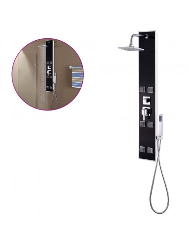 Pannello Doccia in Vetro 18x42,1x120 cm Nero