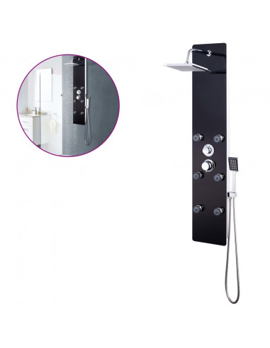 Pannello Doccia in Vetro 25x44,6x130 cm Nero