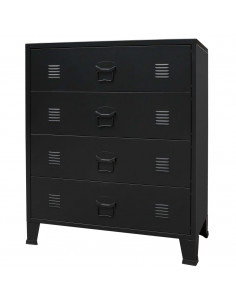 Cassettiera in Metallo in Stile Industriale 78x40x93 cm Nera 2