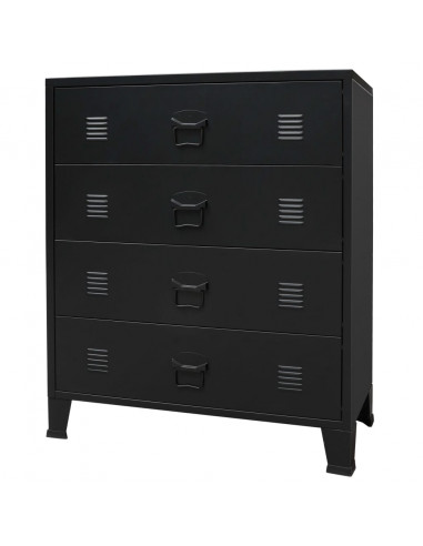Cassettiera in Metallo in Stile Industriale 78x40x93 cm Nera