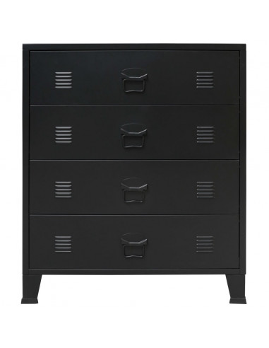 Cassettiera in Metallo in Stile Industriale 78x40x93 cm Nera