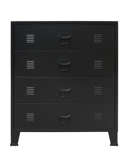 Cassettiera in Metallo in Stile Industriale 78x40x93 cm Nera