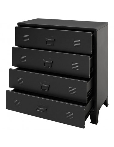Cassettiera in Metallo in Stile Industriale 78x40x93 cm Nera